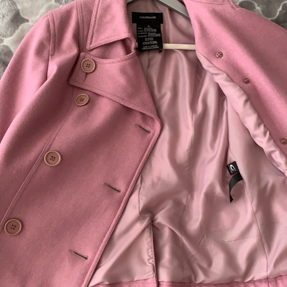 Pink Double Breasted Pea Coat Jacket - Picture 8 of 8